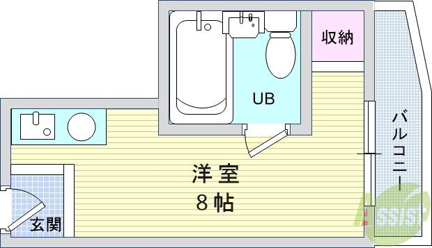 グローバル槻木(ワンルーム/1階)の間取り写真