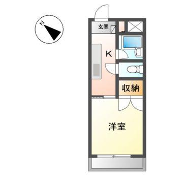 フラットサンパール(1K/6階)の間取り写真