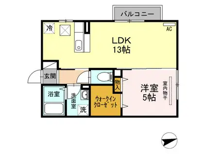 コートダジュール高松中央(1LDK/1階)の間取り写真