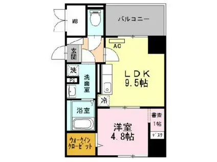 アビエール松屋町(1LDK/4階)の間取り写真