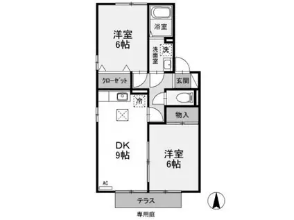 御料所ガーデン D(2DK/1階)の間取り写真