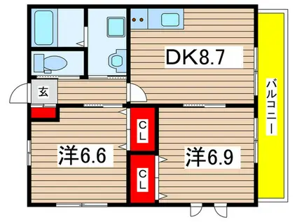 クレール(2DK/1階)の間取り写真