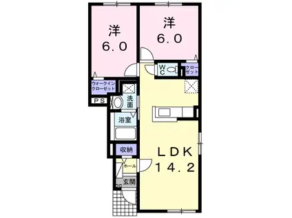 グラン ジャンダルム I(2LDK/1階)の間取り写真