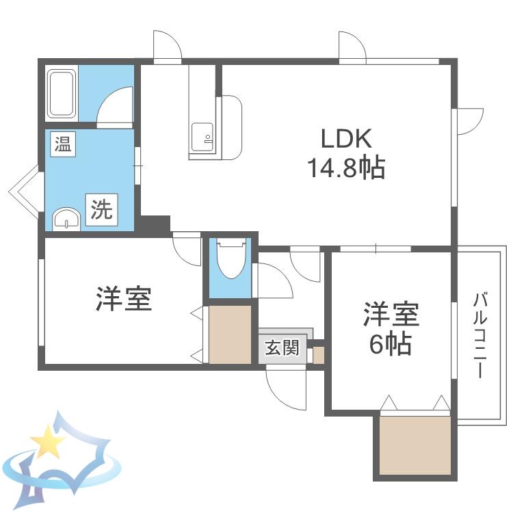 K・アベニューII(2LDK/2階)の間取り写真