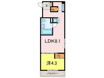 KAGAYAKI SQUARE(1LDK/7階)の間取り写真