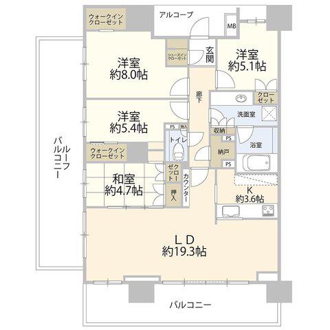 ザ・パークハウス桜坂サンリヤン(4LDK/20階)の間取り写真