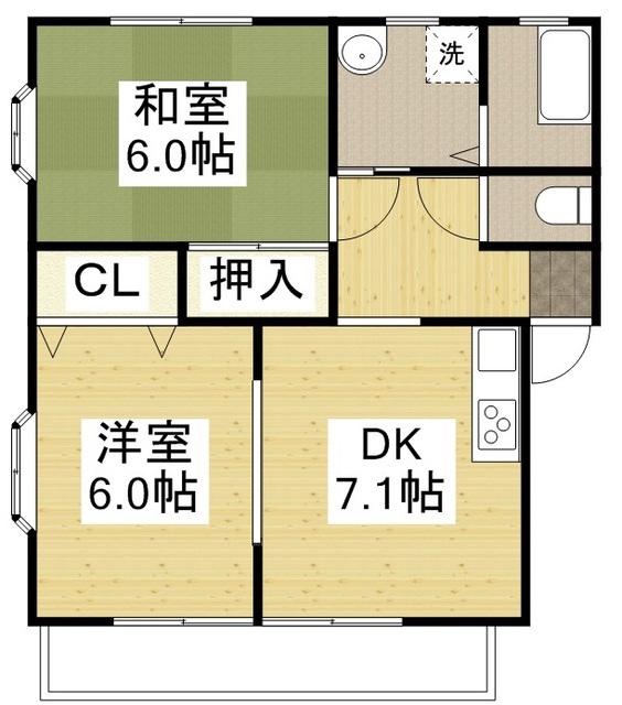 ヴィレッジ21 B棟(2DK/1階)の間取り写真
