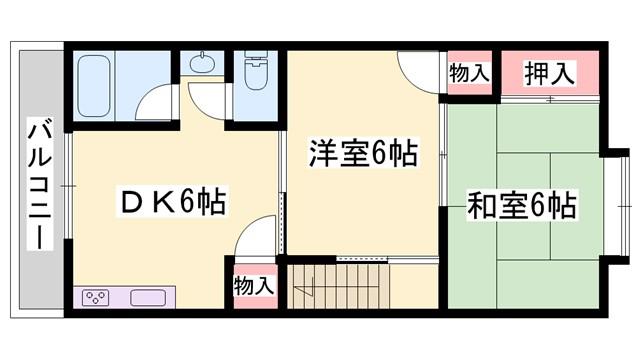 ライブリー網干(2DK/2階)の間取り写真