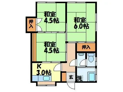 フェリーチェ辻町(3K/1階)の間取り写真