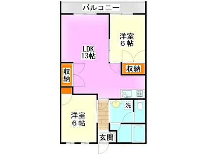 YEビル(2LDK/2階)の間取り写真