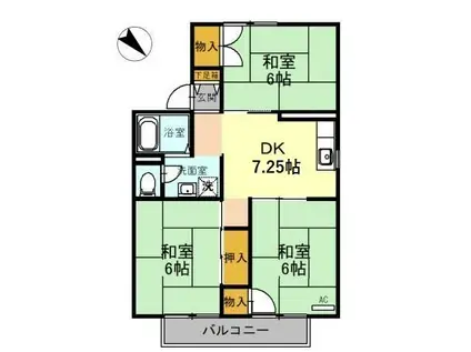 パレーシャル太陽(3DK/2階)の間取り写真