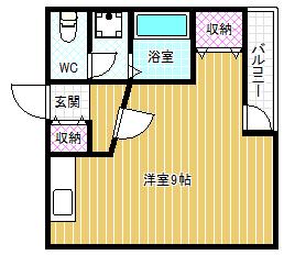 ゴールドハイツ(ワンルーム/1階)の間取り写真