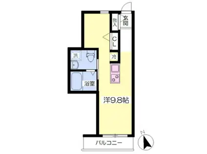 ベルリネッタ(ワンルーム/2階)の間取り写真