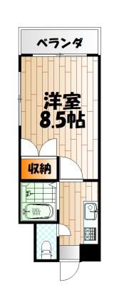 エフズ・フラッツ古船場(1K/8階)の間取り写真