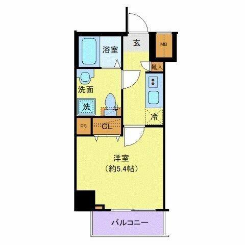 クレヴィスタ大井町(1K/4階)の間取り写真