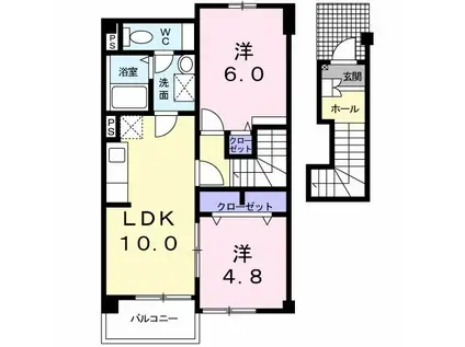 エレガンテII(2LDK/2階)の間取り写真