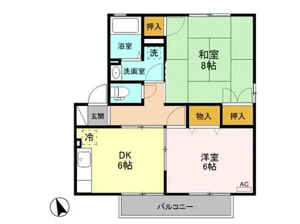 セレナ・スカイティA(2DK/2階)の間取り写真