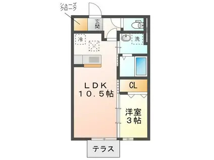 クレスト菰野(1LDK/1階)の間取り写真