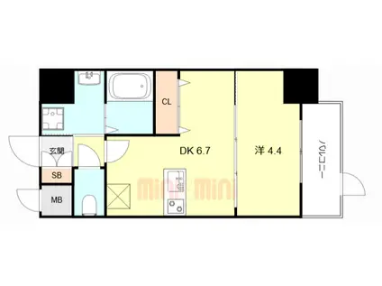 ファステート尼崎クロノス(1DK/12階)の間取り写真