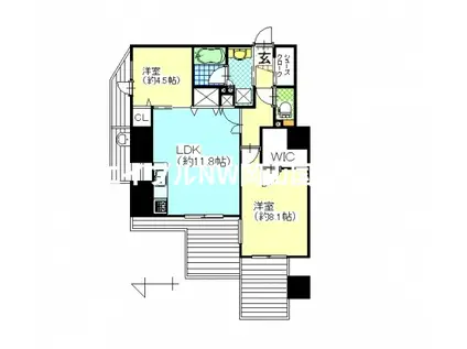 ルミノ平和町リベールタワー(2LDK/14階)の間取り写真