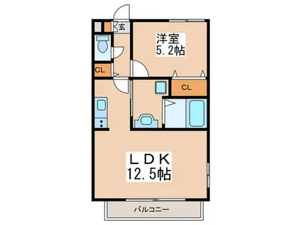 リヴェールメゾン御園(1LDK/1階)の間取り写真