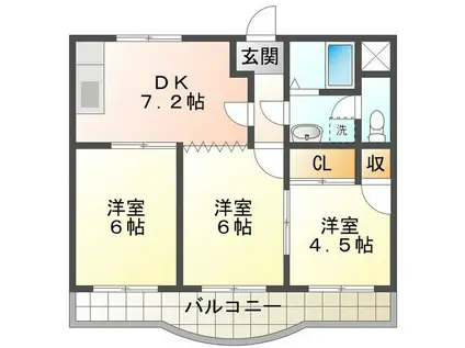 ガーデンヒルズ1号館(3DK/2階)の間取り写真