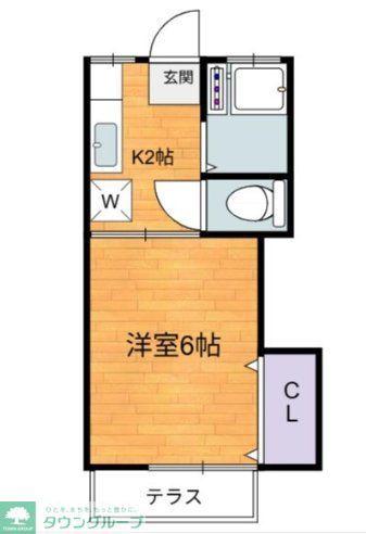 天神町スカイライト(1K/1階)の間取り写真