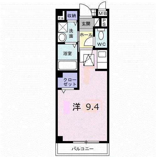 リフティ新浜 I(ワンルーム/1階)の間取り写真