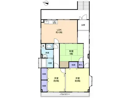 蛯原ビル(3LDK/2階)の間取り写真