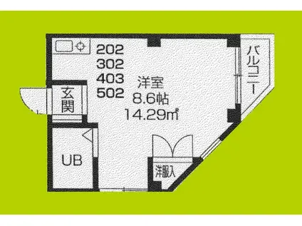 ボンジュール花や(ワンルーム/4階)の間取り写真