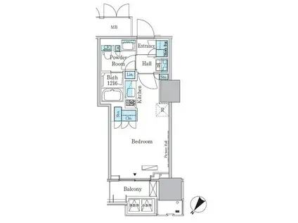 HARUMI FLAG PORT VILLAGE A棟(ワンルーム/14階)の間取り写真