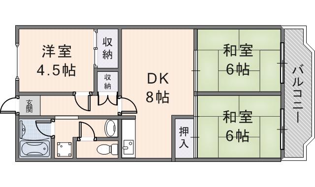 第2東大阪村橋マンション(3DK/5階)の間取り写真