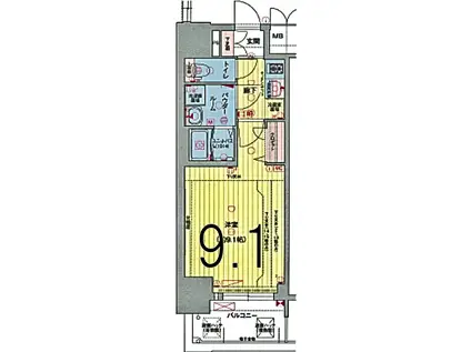 プレサンス錦通 THE 葵(1K/2階)の間取り写真