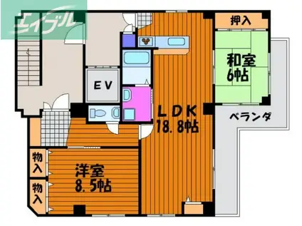 ラ・カンタータ(2LDK/6階)の間取り写真