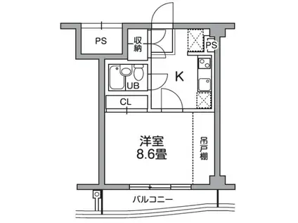 ティーズガーデン稲城(1K/4階)の間取り写真