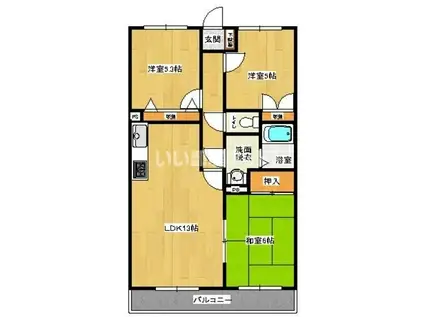 末広マンション(3LDK/1階)の間取り写真