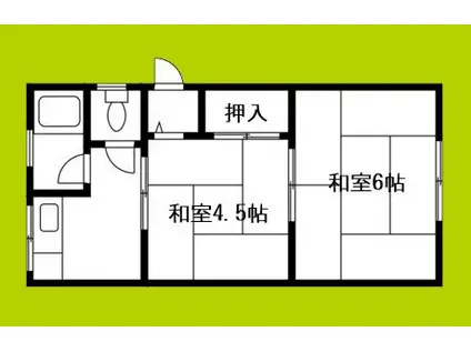 湯里Kアパート(2K/1階)の間取り写真