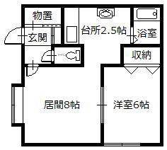 ジュリC棟(1LDK/1階)の間取り写真