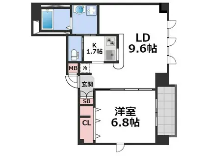マルベリーモラダ(1LDK/6階)の間取り写真