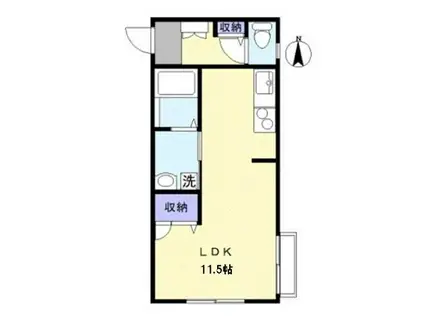 パピルスII(ワンルーム/1階)の間取り写真