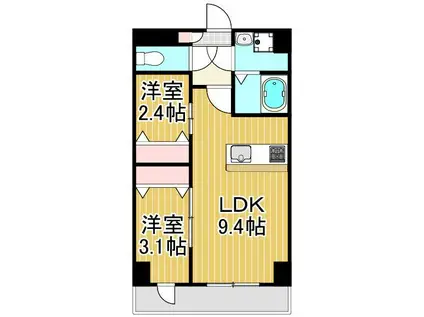 メイクスアート五反野(2LDK/9階)の間取り写真