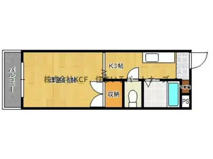 コンバーチブルII(ワンルーム/2階)の間取り写真