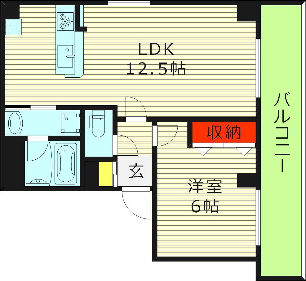 ゼクス鴫野東(1LDK/8階)の間取り写真
