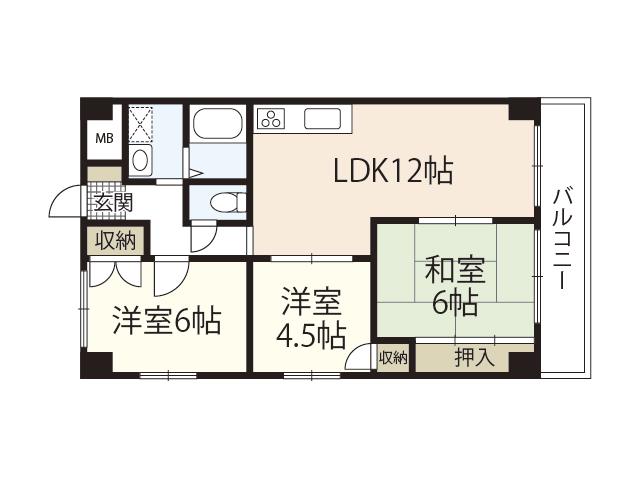 第2吉川ビル(3LDK/2階)の間取り写真