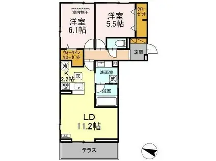 リシェスみのり台 A・B・C C棟(2LDK/1階)の間取り写真