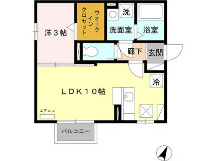エスペーロ(1LDK/2階)の間取り写真