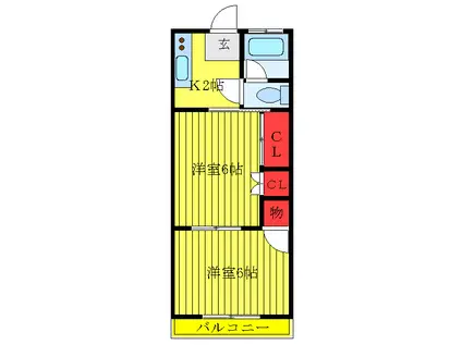 文原ビル(2K/3階)の間取り写真