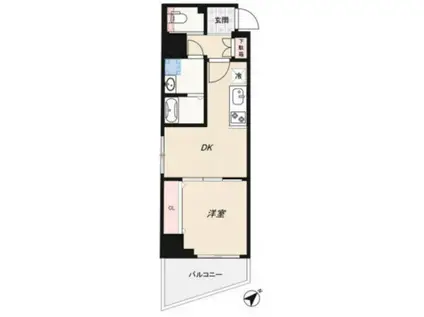 GENOVIA水天宮前IISKYGARDEN(1DK/4階)の間取り写真