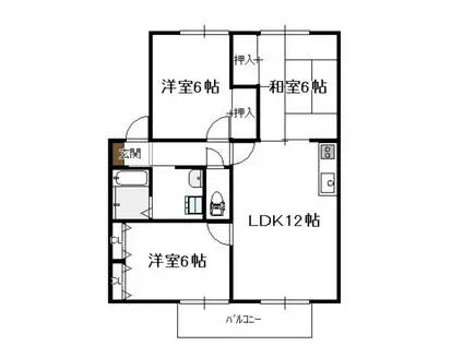 サンビレッジ島之内 マツバギクの棟(3LDK/2階)の間取り写真