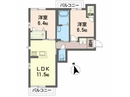 グラシウ寿金沢(2LDK/2階)の間取り写真